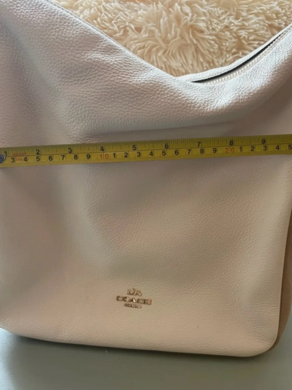 Coach Pebbled Leather Hobo in Blush with Black Trim